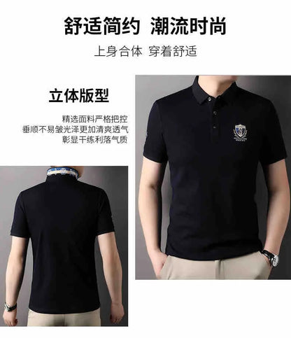 High end brand breathable cotton POLO shirt short sleeve men's 2024 summer exquisite letter embroidery fashion business T-shirt