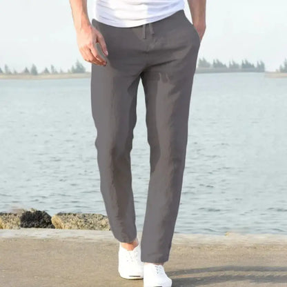 Men's Cotton Linen Pants Male Autumn New Breathable Solid Color Linen Trousers Fitness Streetwear S-5XL