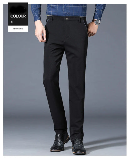 Winter New Classic Men's Fleece Casual Pants Thickened Straight Slim Warm Business Casual Office Male Velvet Trousers