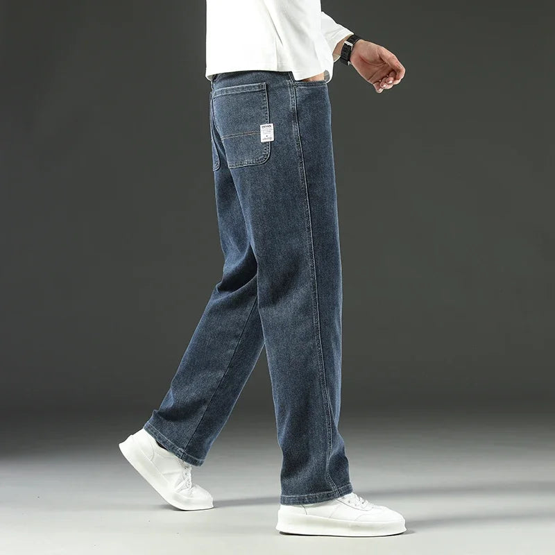 2025 Novo Estilo Y2 Primavera e Outono Jeans Folgados Masculinos Calças Retas Largas Casuais de Negócios Marca Roupas Masculinas
