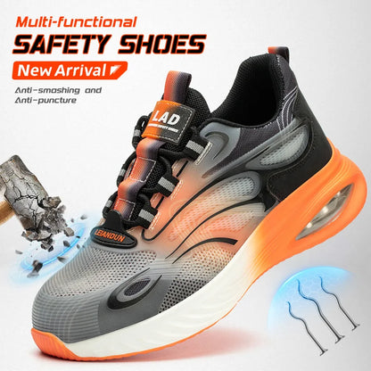 Light And Soft Cushioned Men's Safety Shoes, Anti Smash And Anti Puncture Comfortable And Breathable Work Shoes