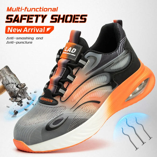 Light And Soft Cushioned Men's Safety Shoes, Anti Smash And Anti Puncture Comfortable And Breathable Work Shoes