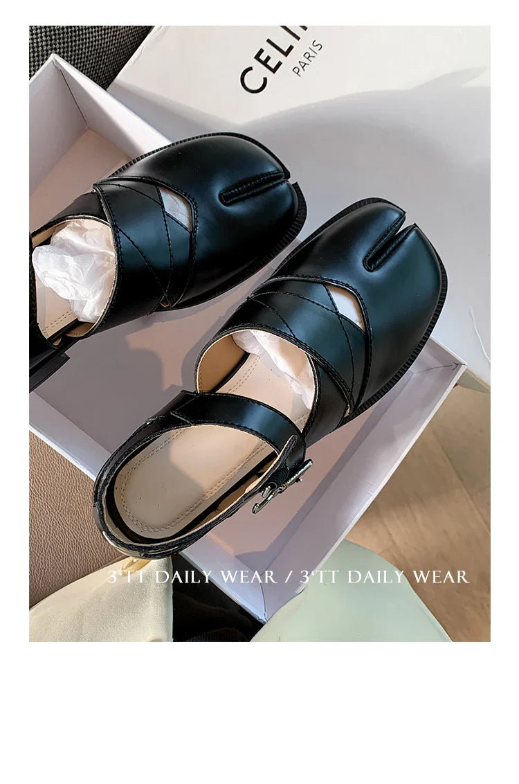Fashion Women's Shoes New High Quality Leather Split Toe Mary Jane Shoes Comfortable Low Heel Women Shoes Lolita