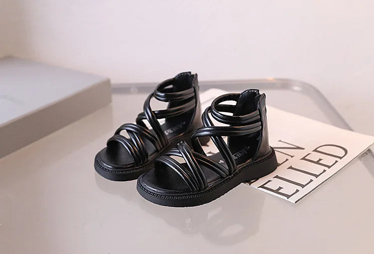 Sweet Princess Shoes for Little Girls 2026 Summer New Fashion Korean Edition High Top Roman Sandals for Girls