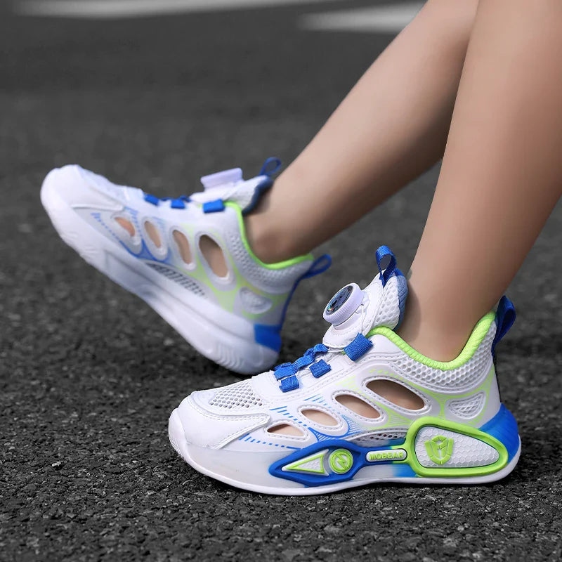 Children Sports Shoes Summer New Hollow Mesh Breathable Fashion Flat Bottom Anti Slip Student Daily Wear Comfort Casual Shoes