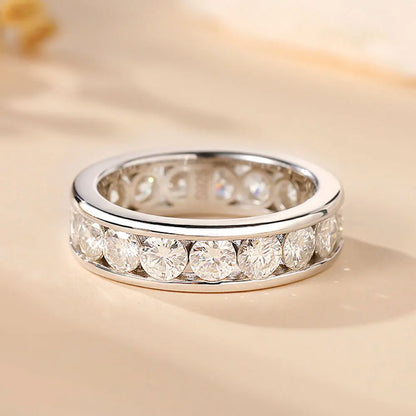 3mm 4mm Moissanite Rings for Women Man D VVS1 Round Brilliant Cut Diamond s925 Sterling Silver Moissanite Eternity Band