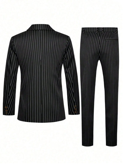 High-quality European and American Men's Clothing, Formal Suits with Stripes, Trousers for Business, Formal Dinners, Weddings