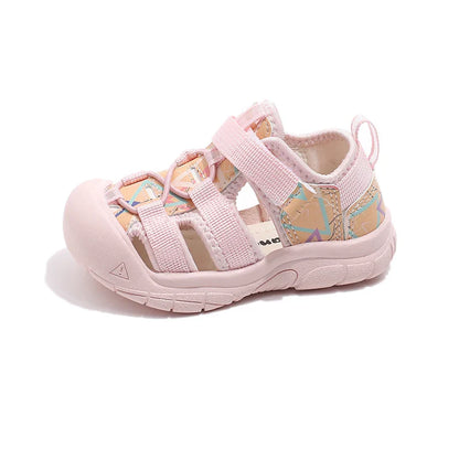Children's sandals, boys' toe cover beach shoes, Summer 2025 girls' outdoor walking baby sports sandals