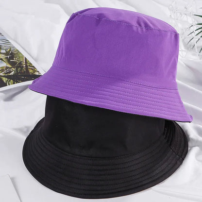 Double-sided Wearing Cap Solid Color Bucket Hat Men Women Sun Hat Reversible Fisherman Hat Summer Panama Cap Sun Fishing Gorros