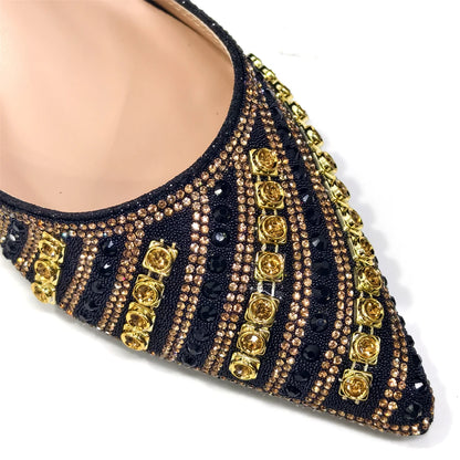 Elegant Multicolor Color Women's  Heels and Rhinestone Handbag Set - Italian Design for Weddings and Parties