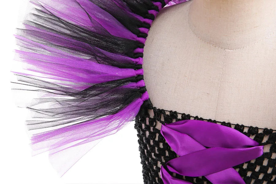 Fantasia Malévola Infantil Meninas Vestido Princesa Bruxa Festa a Fantasia Roupa de Carnaval Infantil Disfarce sem Mangas