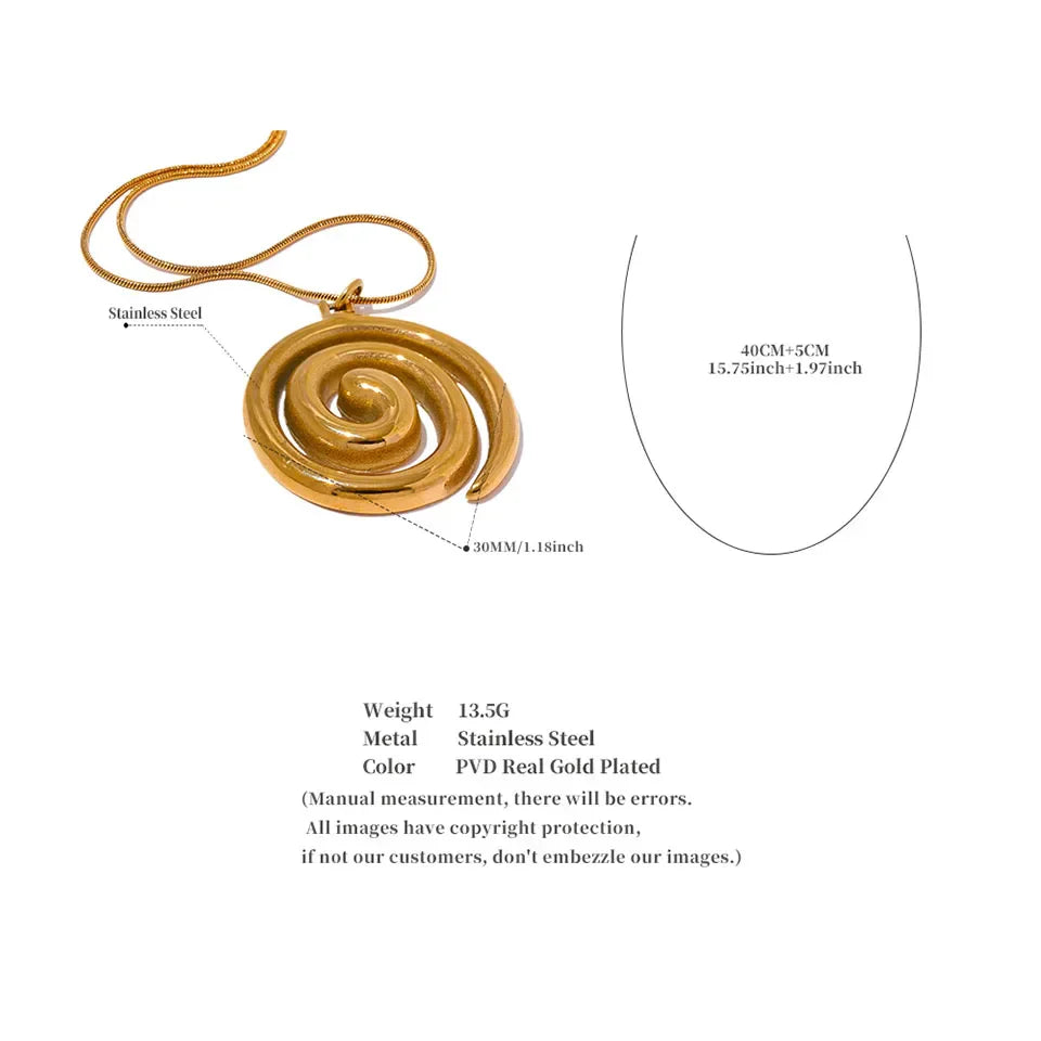 Trendy Stainless Steel Round Circle Pendant Necklace 18K PVD Plated Waterproof Statement Neck Jewelry Bijoux Femme New