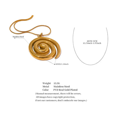Trendy Stainless Steel Round Circle Pendant Necklace 18K PVD Plated Waterproof Statement Neck Jewelry Bijoux Femme New