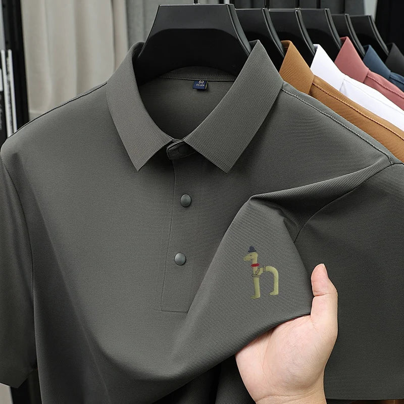Luxury Brand Men's Polo Shirt New Lapel Print Short Sleeve T-Shirt Summer Breathable Skin Friendly Casual Business Mens Clothing