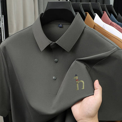 Luxury Brand Men's Polo Shirt New Lapel Print Short Sleeve T-Shirt Summer Breathable Skin Friendly Casual Business Mens Clothing