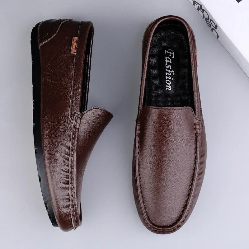 Genuine Leather Men Casual Shoes Luxury Brand Mens Loafers Lightweight Breathable Slip on Italian Driving Shoes Moccasins