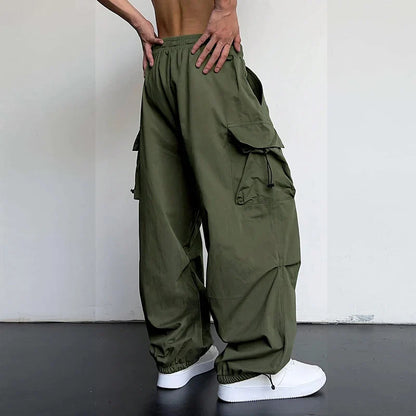New Casual Pant Cargo Trousers Streetwear Wide Leg Sweatpant High Street Trendy Loose Versatile Straight Casual Pants 2pc Couple