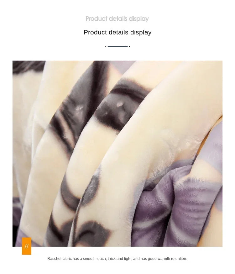 Double layers Raschel Mink Blankets Spring Winter Soft Warm Faux Fur Throw Blankets Heavy Fluffy Weighted Blankets