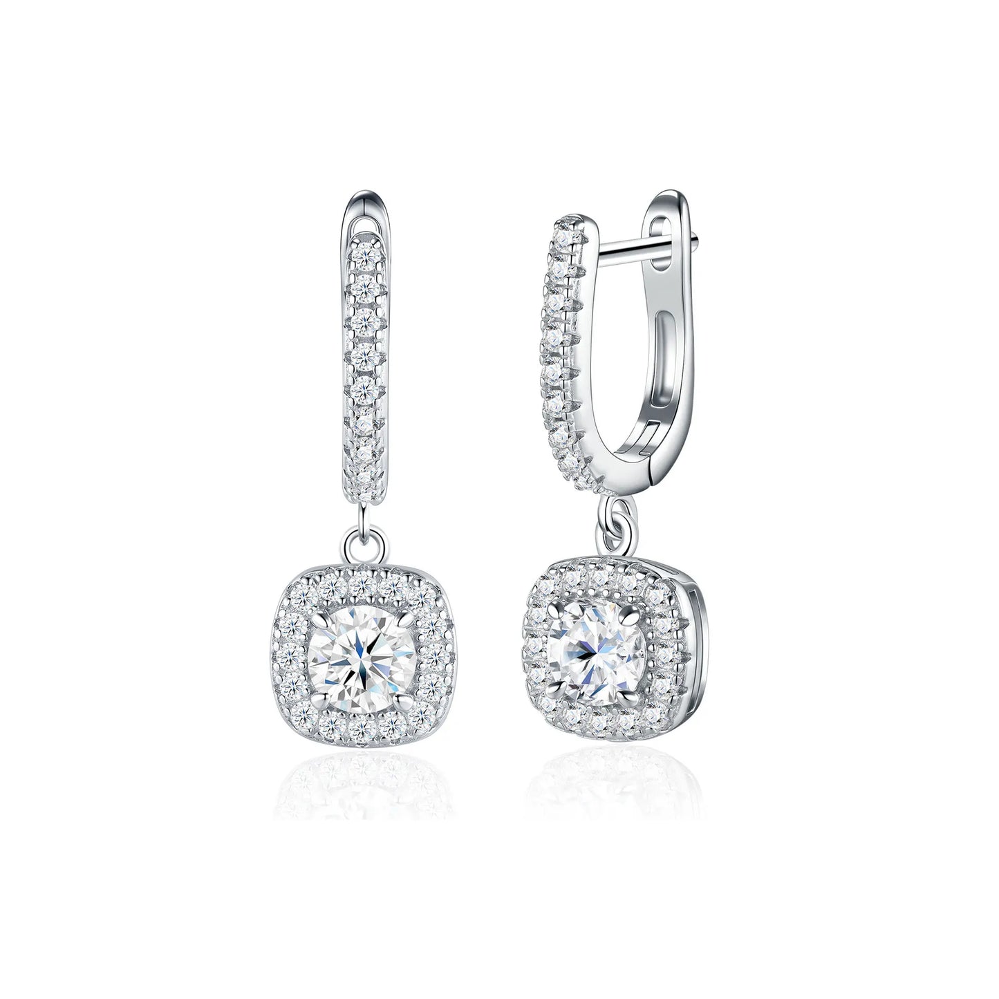 925 sterling silver inlaid moissanite pendant earrings, simple square ear buckle jewelry, men's and women's Valentine's Day gifts, birthday gifts, holiday party gifts
