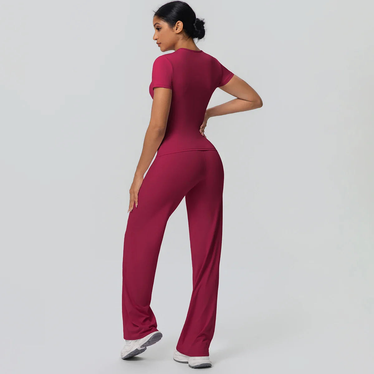 Fitness Sports Workout Yoga Set for Women Naked Feel Slim Casual Workout Top T-Shirt Quick Drying Push Up Running Pants Yoga Set