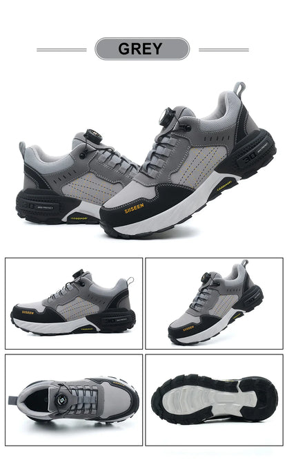 Men's Safety Shoes Steel Toe Anti- Crush Kevlar Fashion Outdoor Work Boots Industrial Workshop Button Style Footwear