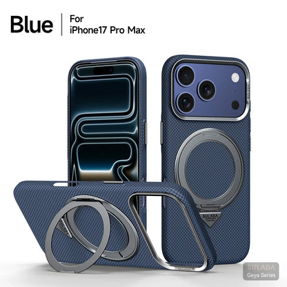 Iphone 17 Pro Max / 17 Pro / 16 Pro Max / 16 Pro Magnetic Stand Carbon Fiber Pattern Magsafe Pc Hard Cover