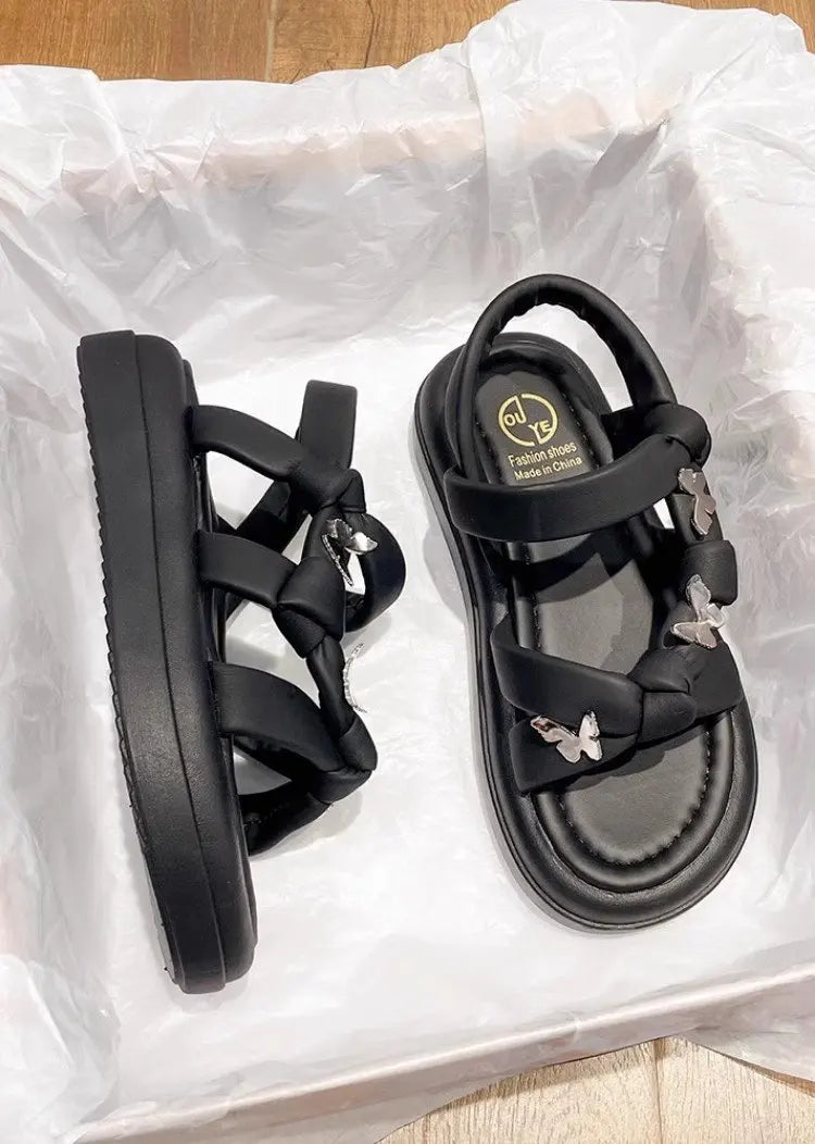 New Arrival Kids Sandals Children's Design Hollow-out Casual Sandals Soft Flat Strappy Sandals Girls Cute Bowknot Beach Shoes