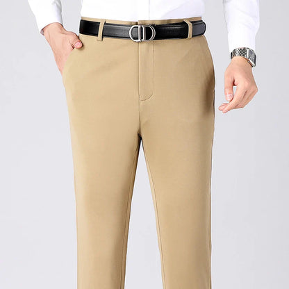 Men's Business Casual Straight Pants - Stretch Non-Iron Formal Trousers for Office Work & Daily Commute