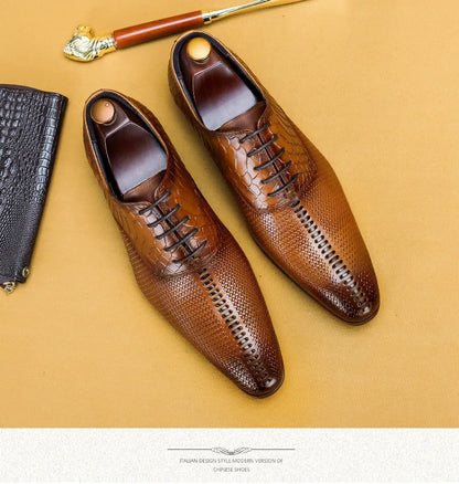 Italian Men Oxford Shoes Genuine Leather Lace Up Luxury Black Brown Mens Dress Shoes Office Business Wedding Formal Shoes Men