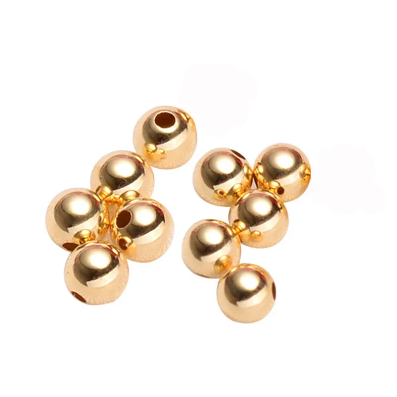 Genunie 18k Gold Beads DIY Acessories Bracelet Necklace Anklet Earrings Fine Jewelry Findings High Polished Au750 Gold Beads