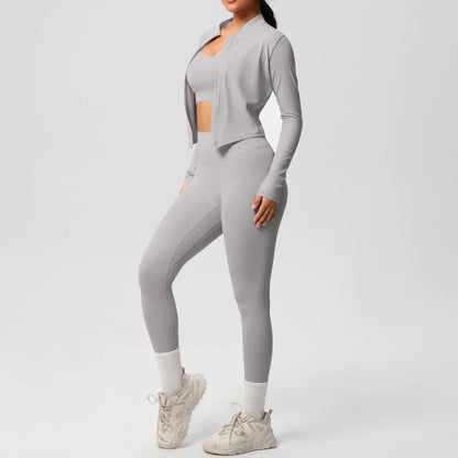 3pcs Sportswear Yoga Set Gym Sports Bra Zipper Jacket Leggings Clothes Sportswear Yoga Suits For Women Fitness Set Tracksuit