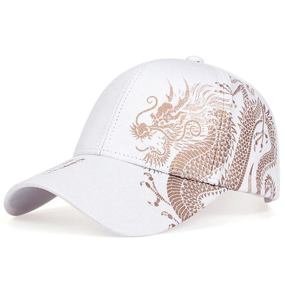 Unisex Golden Dragon Printing Snapback Baseball Caps Spring and Autumn Outdoor Adjustable Casual Hats Sunscreen Hat