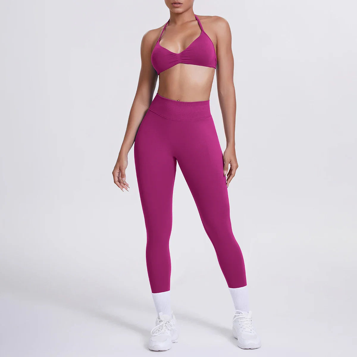 Women 2pcs Patchwork Sport Yoga Suit Training Sleeveless Sport Gym Tops Tummy Control Slimming Booty Leggings Yoga Suit Sports