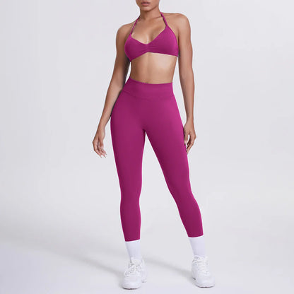 Women 2pcs Patchwork Sport Yoga Suit Training Sleeveless Sport Gym Tops Tummy Control Slimming Booty Leggings Yoga Suit Sports