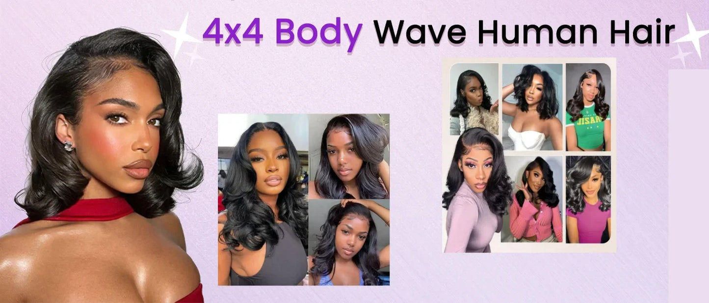 Short Bob Glueless Body Wave Human Hair Wigs 5X5 HD Transparen Lace Frontal Real Human Hair Wig Natural Human Hair  Wigs 16 Inch