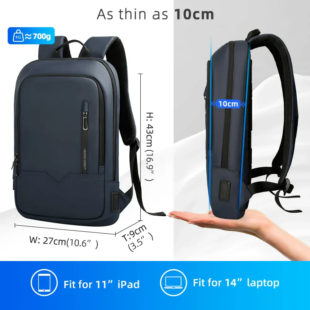 Slim Backpack For Men 15.6 Inch Laptop Bags Waterproof Minimalist Business Backpack With USB Charging Casual Travel Work Bag