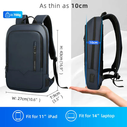Slim Backpack For Men 15.6 Inch Laptop Bags Waterproof Minimalist Business Backpack With USB Charging Casual Travel Work Bag