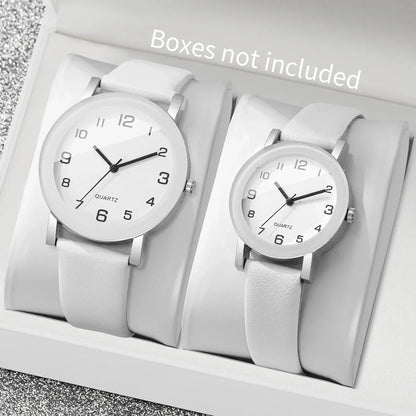 1/2PCS Fashion Couple's Watches Leather Strap Wristwatch Men Women Casual Arabic Dial Quartz Watches (Without Box)