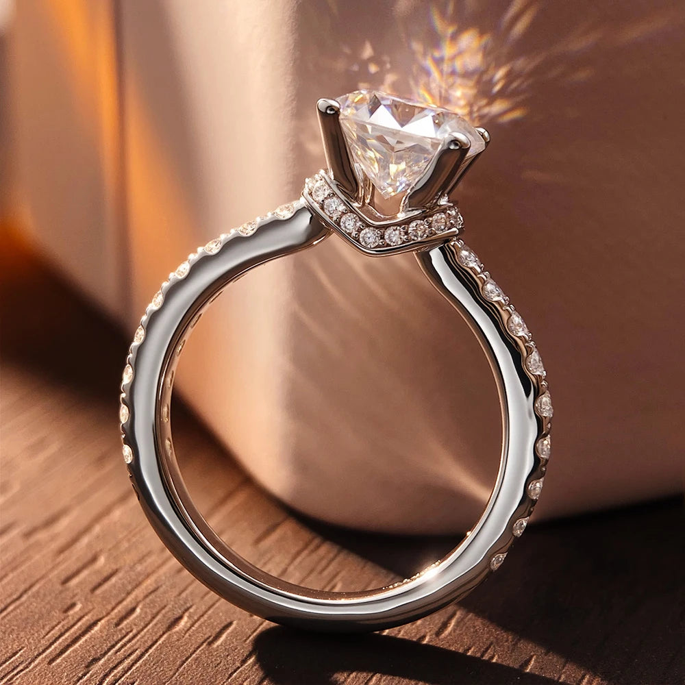 1.5ct Moissanite Rings for Women GRA Certified Diamond Jewelry s925 Sterling Silver 18k Plated Engagement Wedding Ring