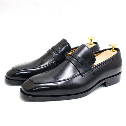 Men's Genuine Leather Penny Loafers Italian Design Luxury Classic Wedding Formal Office Business Dress Shoes