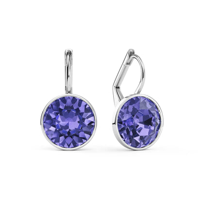 Earring for Women Christmas Birthday Premium Austrian Crystals Round Cut Dangle Silver Gold Color Pierced Jewelry