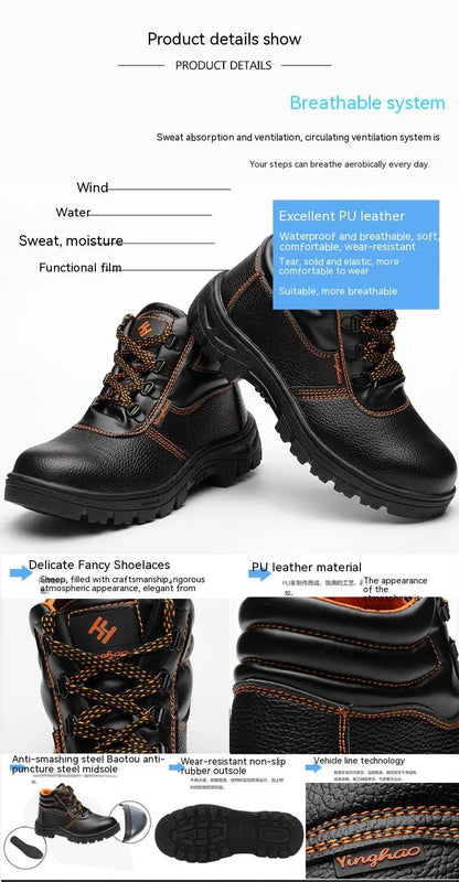 Wear-resisting Men Work Boots Anti-smash Anti-puncture Work Sneakers Waterproof Boots Indestructible Protective Tactical Boots
