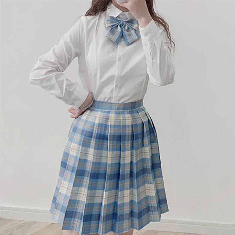 Plaid Women Pleated Skirt Bow Knot Summer High Waist Preppy Girls Dance Mini Skirt Cute A Line Harajuku Sexy Japan Faldas