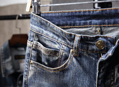 Spring and Autumn fashion trend printed straight-leg stretch denim jeans for men comfortable casual sports high-quality jeans