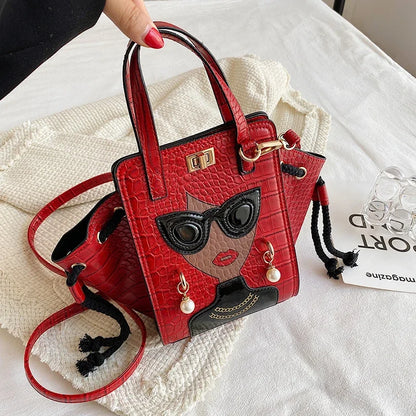 Cartoon Girl Handbag High Quality PU Leather Shoulder Bag for Women Pearl Crossbody Bag Designer Messenger Bag Female Satchel
