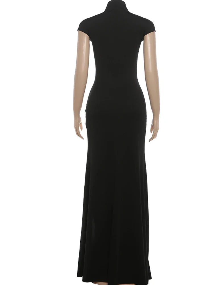 Elegant Dress Women Irregular Single Breasted Shoulder Wrapped Sexy Stretch Skinny Prom Club Party Bodycon