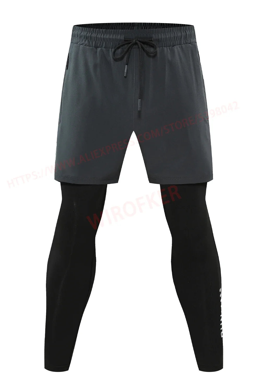 Men Run Trouser 2 In 1 Double Layer Pant Tight Training Basketball Legging Print Fitness Sweatpant With Pockets Running Trousers