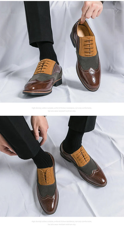 Retro Oxfords Shoes Men Classic Men's Dress Shoes Casual Business Social Brogues Shoes For Wedding