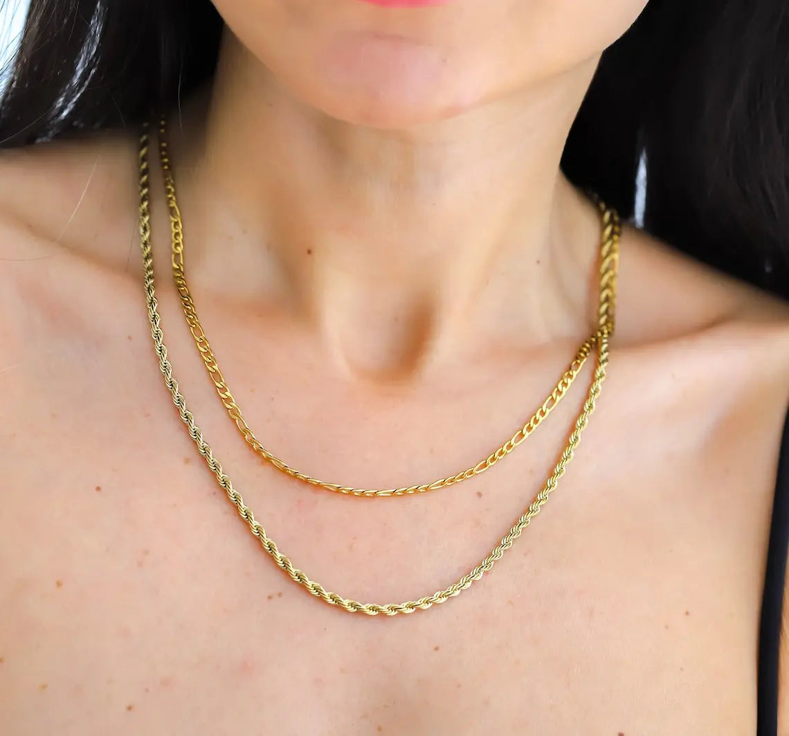 5pc 18K Gold Color PVD Plated Stainless Steel Cuba Cross O Ripple Twisted Chain Necklace Adjustable Chain DIY Necklace Wholesale