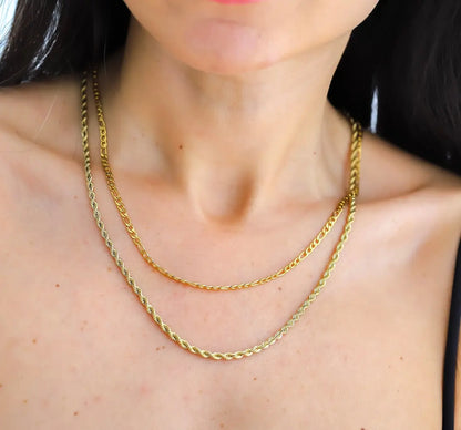 5pc 18K Gold Color PVD Plated Stainless Steel Cuba Cross O Ripple Twisted Chain Necklace Adjustable Chain DIY Necklace Wholesale